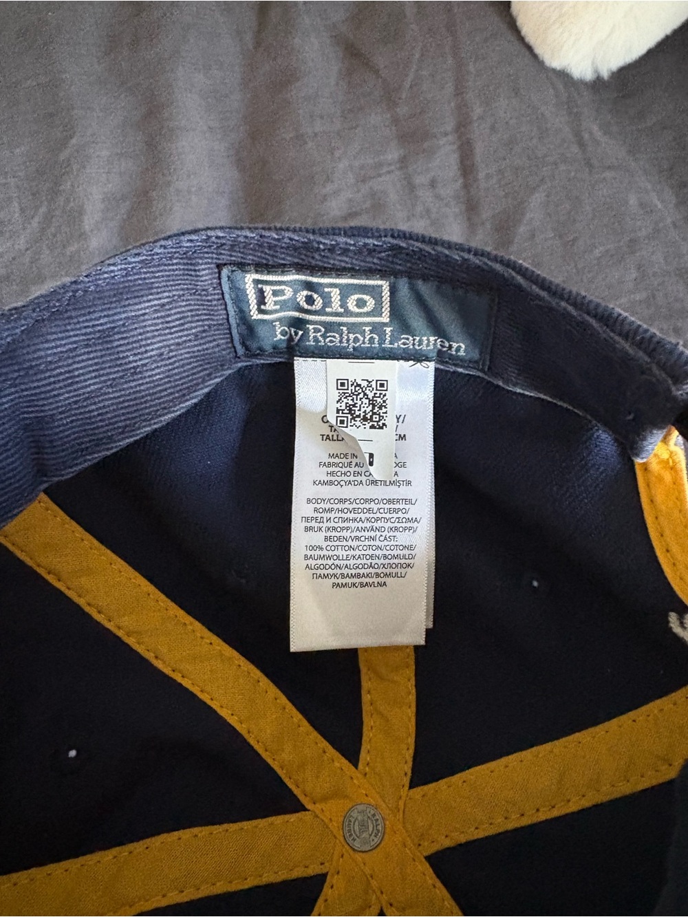 Ralph Script Baseball Cap in Navy with Yellow Logo - Picture 6 of 8